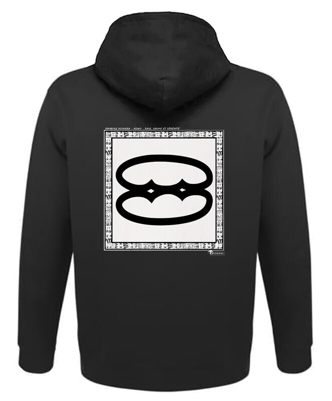 SWEAT A CAPUCHE SYMBOLE ADINKRA "ADWO"  PAIX - CALME - SERENITÉ