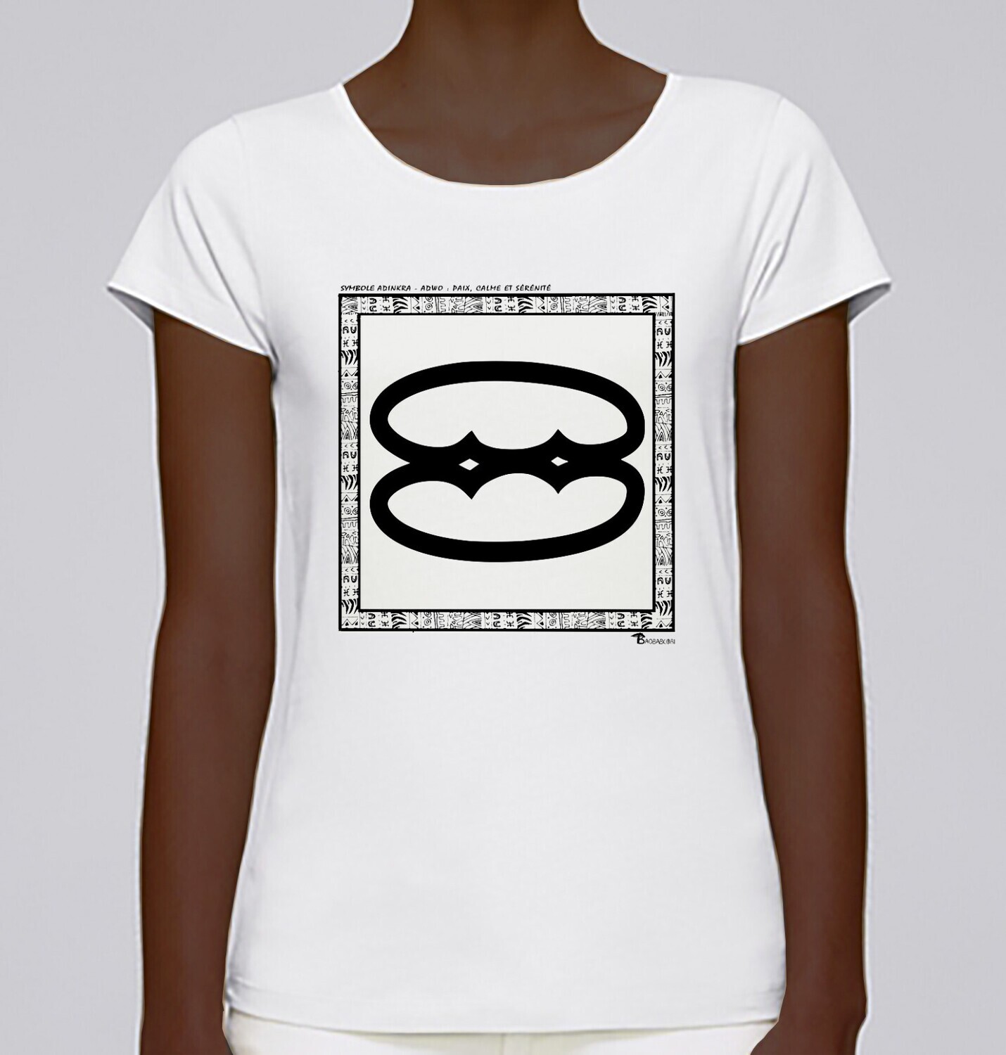 TEE SHIRT SYMBOLE ADINKRA "ADWO"  PAIX - CALME - SERENITÉ