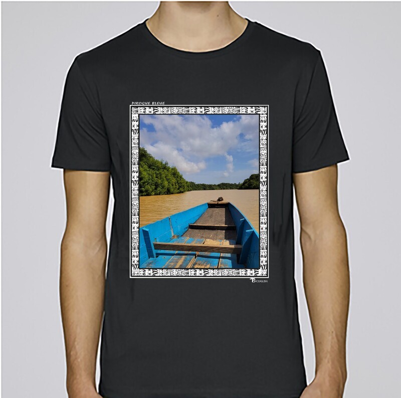 TEE SHIRT FREESTYLE ART "PIROGUE BLEUE A ASSINIE"