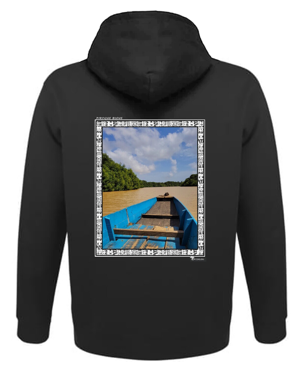 SWEAT A CAPUCHE FREESTYLE ART "PIROGUE BLEUE A ASSINIE"