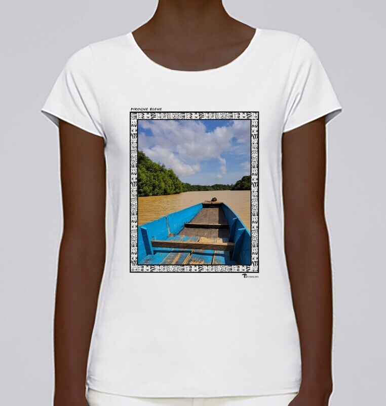 TEE SHIRT FREESTYLE ART "PIROGUE BLEUE A ASSINIE"