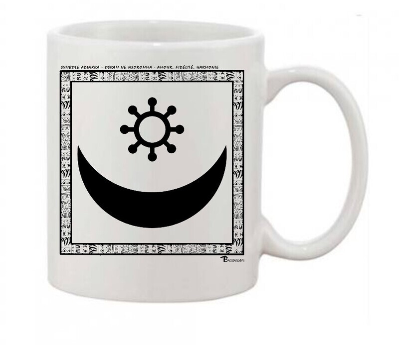 MUG SYMBOLE  ADINKRA  "OSRAM NE NSOROMMA"  AMOUR FIDELITE HARMONIE