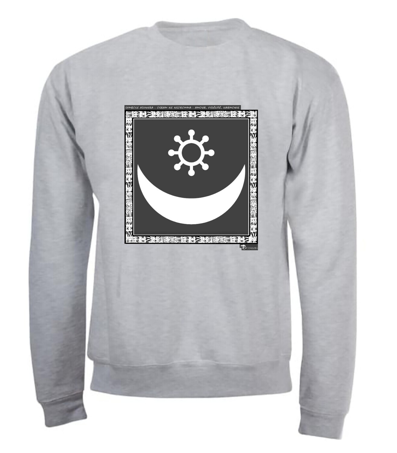 SWEAT SYMBOLE ADINKRA   "OSRAM NE NSOROMMA"  AMOUR FIDELITE HARMONIE