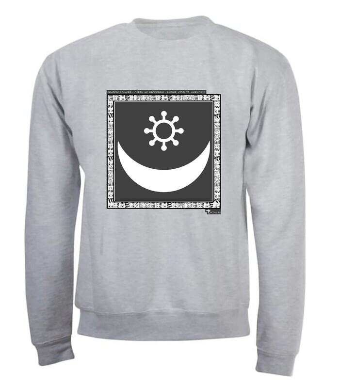 SWEAT SYMBOLE ADINKRA   "OSRAM NE NSOROMMA"  AMOUR FIDELITE HARMONIE