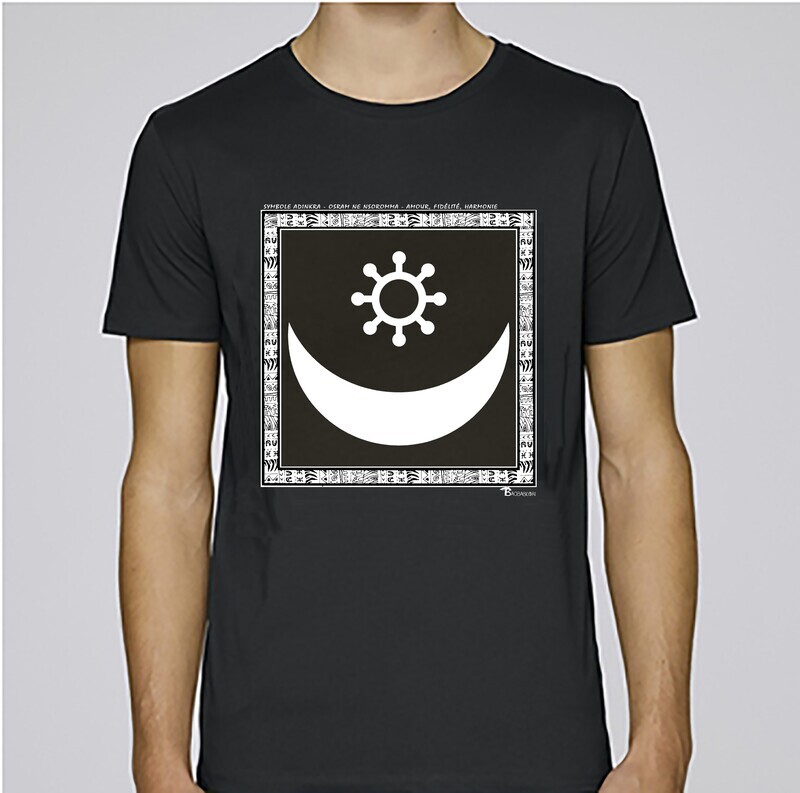 TEE SHIRT SYMBOLE ADINKRA "OSRAM NE NSOROMMA"  AMOUR FIDELITE HARMONIE