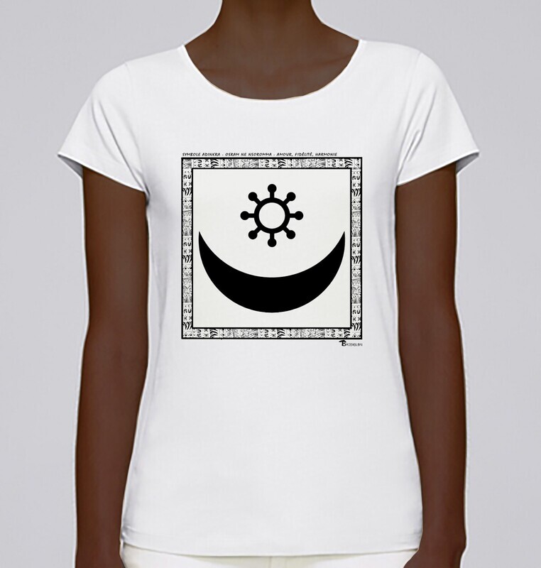TEE SHIRT SYMBOLE ADINKRA  "OSRAM NE NSOROMMA"  AMOUR FIDELITE HARMONIE