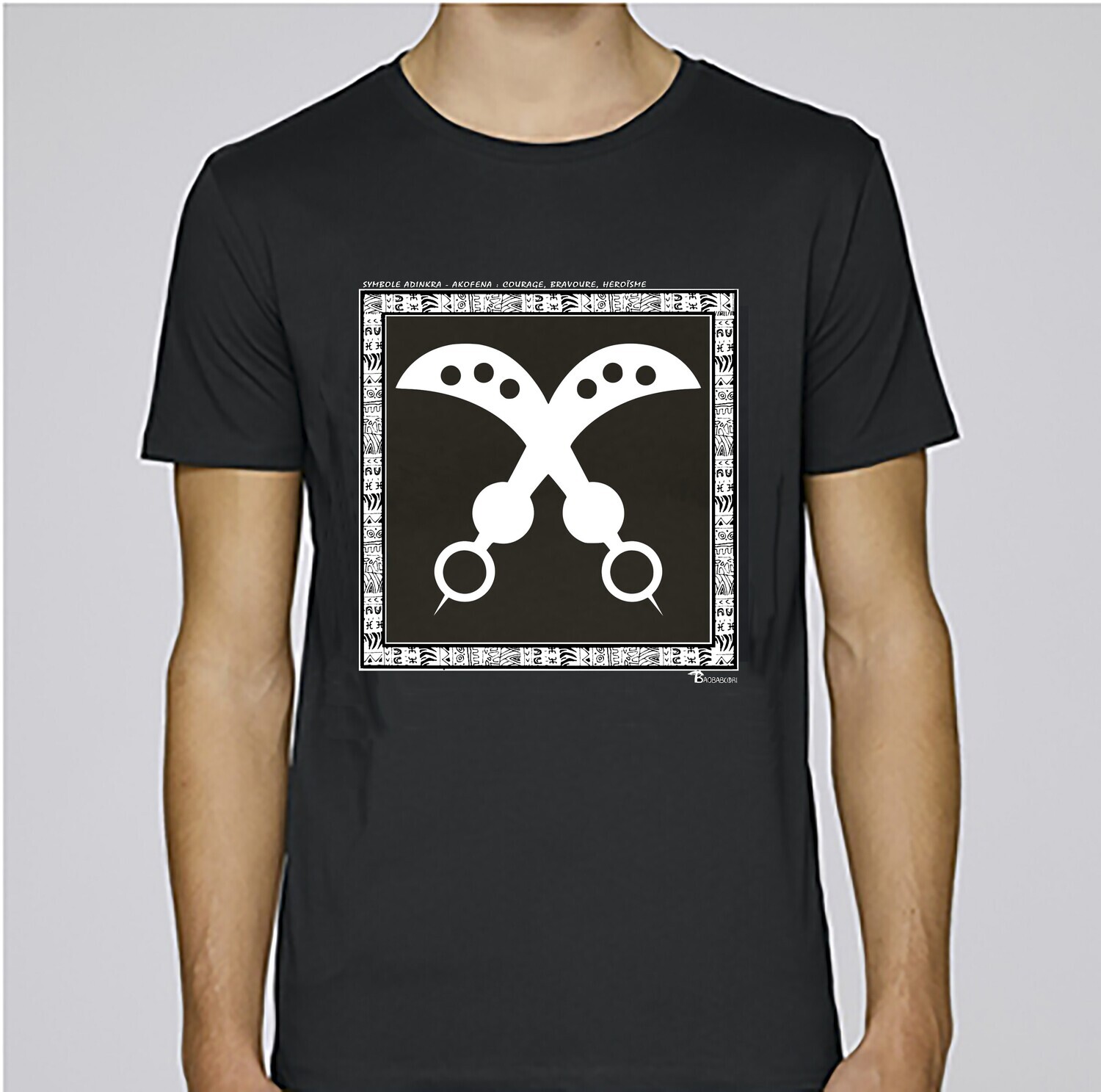TEE SHIRT SYMBOLE ADINKRA "AKOFENA"  COURAGE BRAVOURE HEROISME