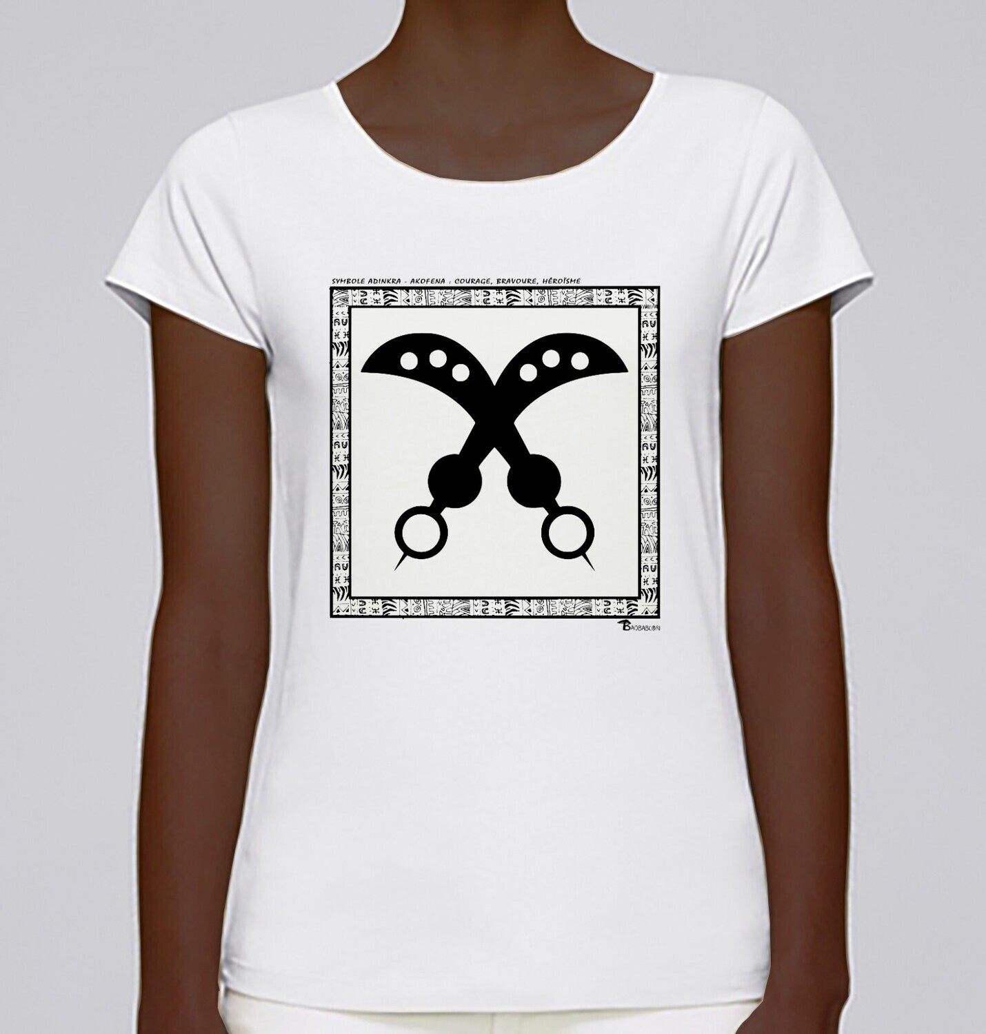 TEE SHIRT SYMBOLE ADINKRA  "AKOFENA"  COURAGE BRAVOURE HEROISME