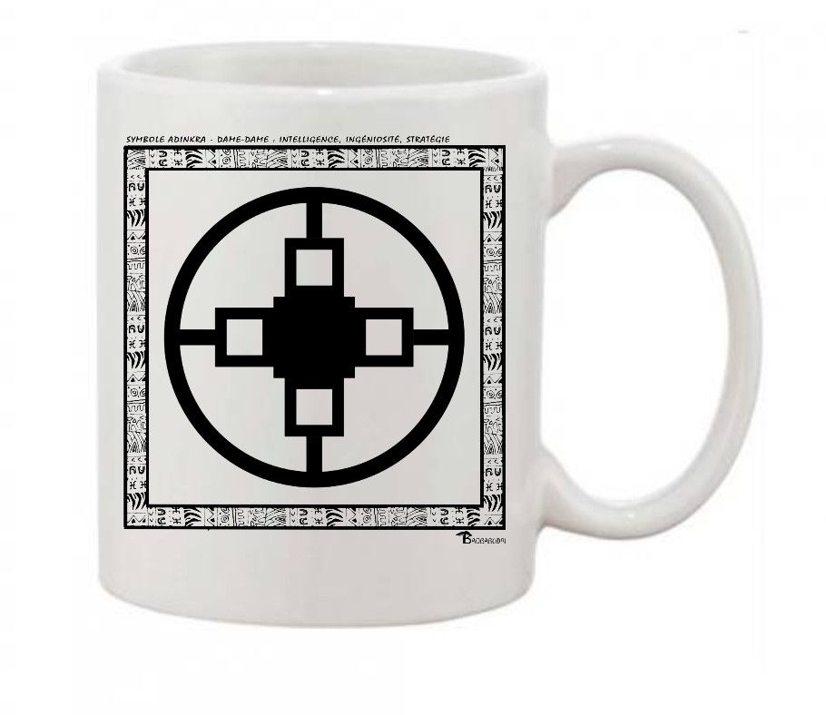 MUG SYMBOLE  ADINKRA  "DAME DAME"  INTELLIGENCE - INGENIOSITE -  STRATEGIE