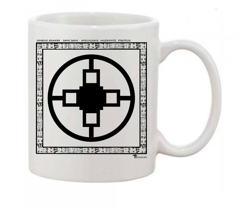 MUG SYMBOLE  ADINKRA  "DAME DAME"  INTELLIGENCE - INGENIOSITE -  STRATEGIE