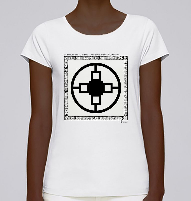 TEE SHIRT SYMBOLE ADINKRA   "DAME DAME"  INTELLIGENCE - INGENIOSITE -  STRATEGIE
