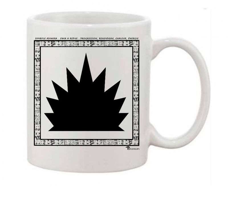 MUG SYMBOLE  ADINKRA  "OWIA A REPUE"  PROGRESSION - RENOUVEAU - CHALEUR -ENERGIE