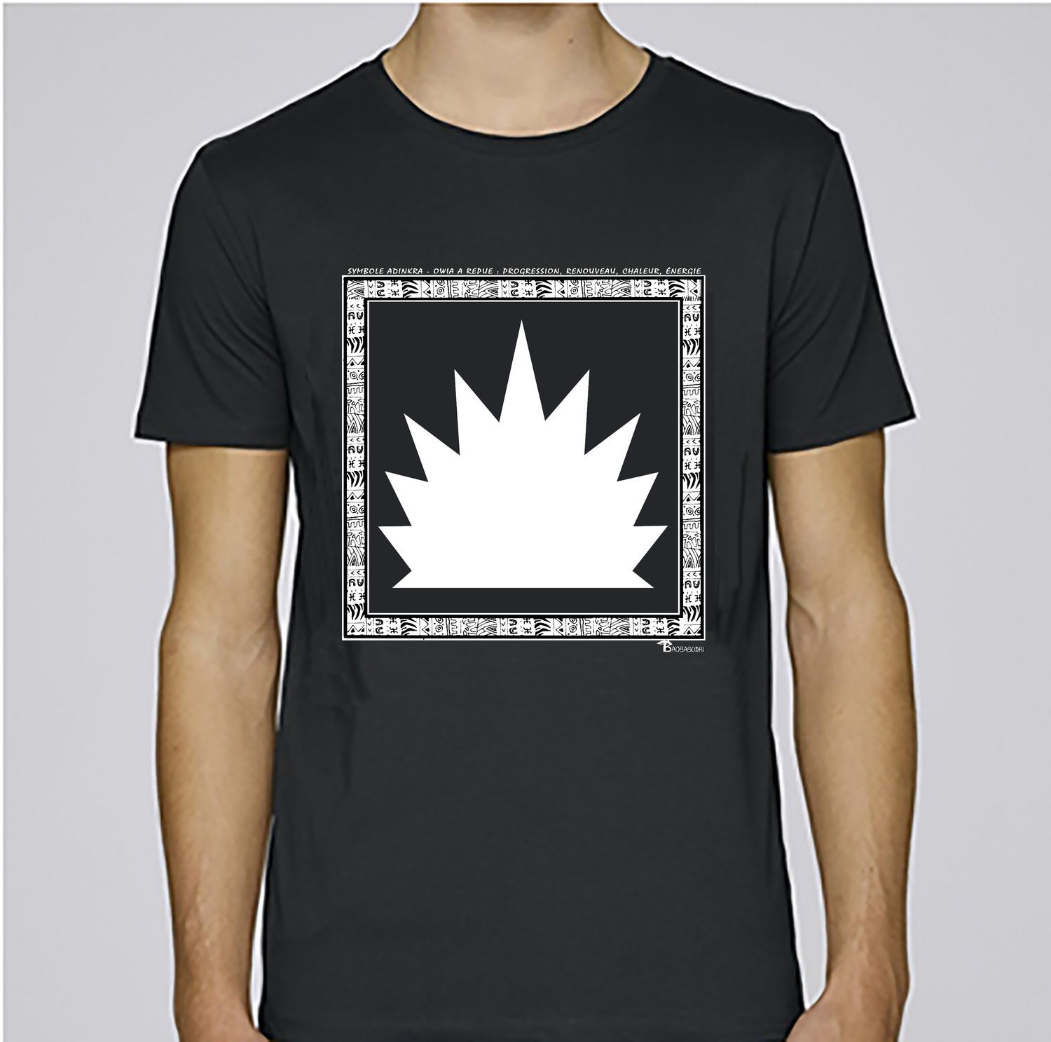 TEE SHIRT SYMBOLE ADINKRA   "OWIA A REPUE"  PROGRESSION - RENOUVEAU - CHALEUR -ENERGIE