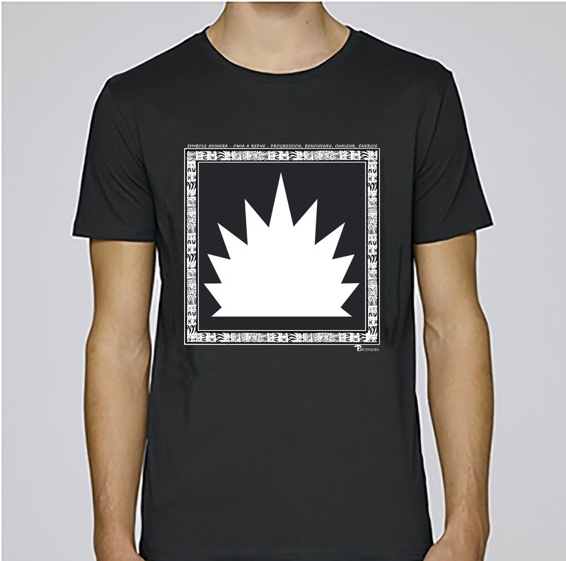TEE SHIRT SYMBOLE ADINKRA   "OWIA A REPUE"  PROGRESSION - RENOUVEAU - CHALEUR -ENERGIE