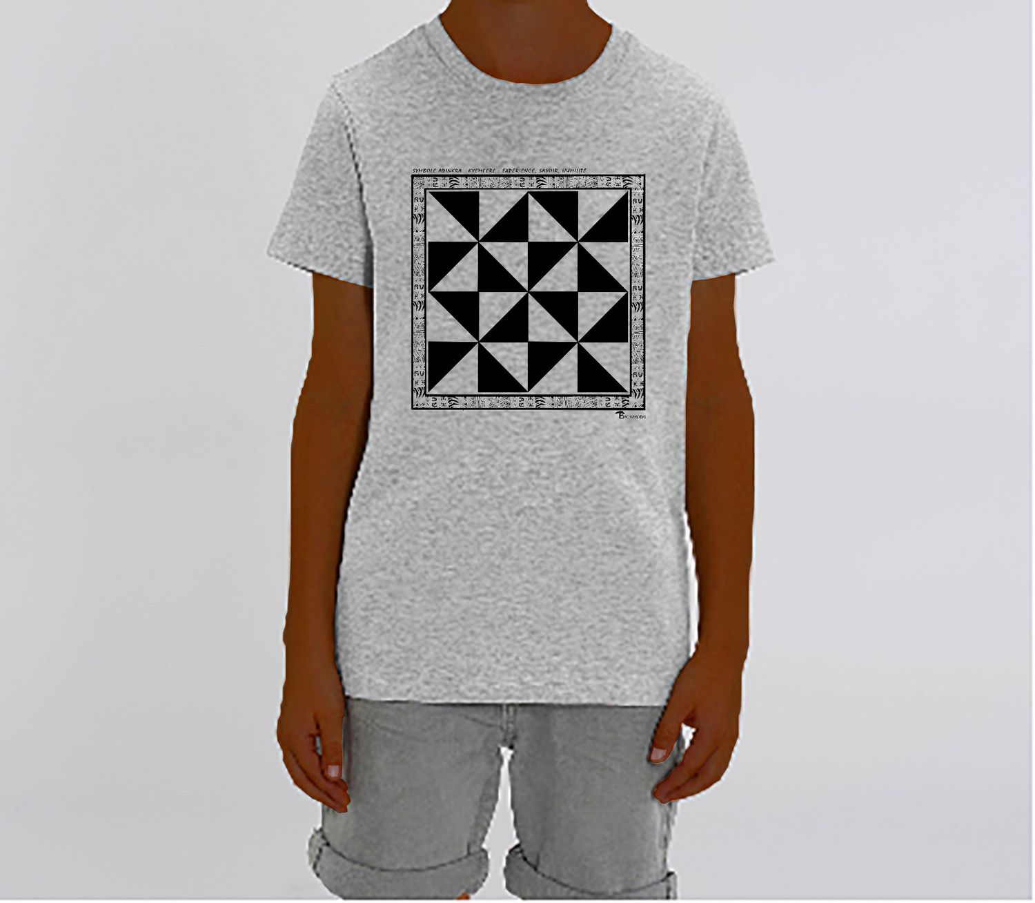 TEE SHIRT SYMBOLE ADINKRA "KYEMFERE"  EXPERIENCE - SAVOIR - HUMILITE