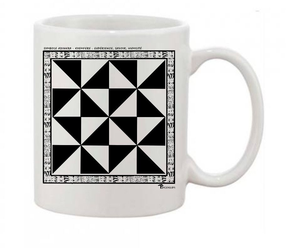 MUG SYMBOLE  ADINKRA  "KYEMFERE"  EXPERIENCE - SAVOIR - HUMILITE