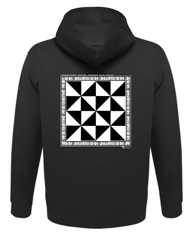 SWEAT A CAPUCHE SYMBOLE ADINKRA "KYEMFERE"  EXPERIENCE - SAVOIR - HUMILITE