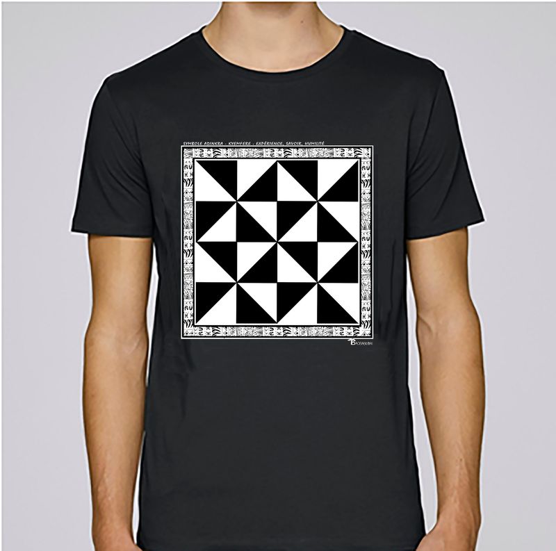 TEE SHIRT SYMBOLE ADINKRA "KYEMFERE"  EXPERIENCE - SAVOIR - HUMILITE