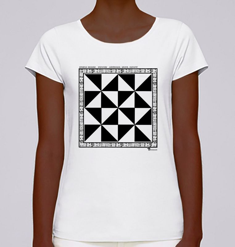 TEE SHIRT SYMBOLE ADINKRA "KYEMFERE"  EXPERIENCE - SAVOIR - HUMILITE