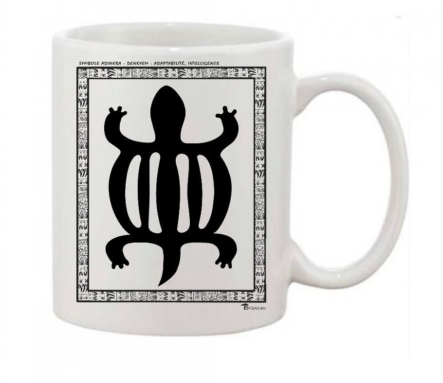 MUG SYMBOLE  ADINKRA  "DENKYEM"  ADAPTABILITÉ - INTELLIGENCE