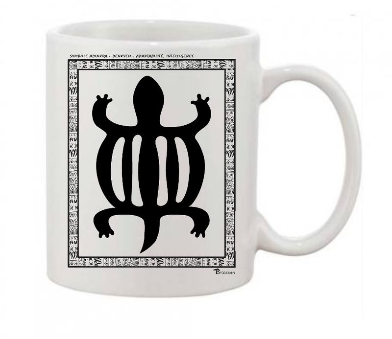 MUG SYMBOLE  ADINKRA  "DENKYEM"  ADAPTABILITÉ - INTELLIGENCE