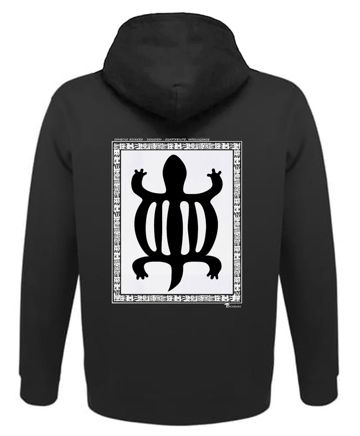 SWEAT A CAPUCHE SYMBOLE ADINKRA  "DENKYEM"  ADAPTABILITÉ - INTELLIGENCE