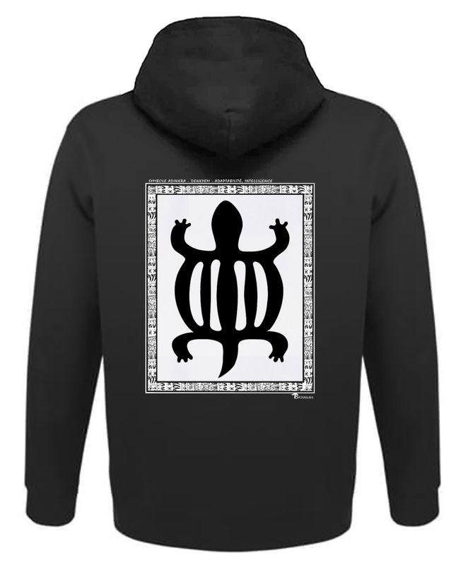 SWEAT A CAPUCHE SYMBOLE ADINKRA  "DENKYEM"  ADAPTABILITÉ - INTELLIGENCE