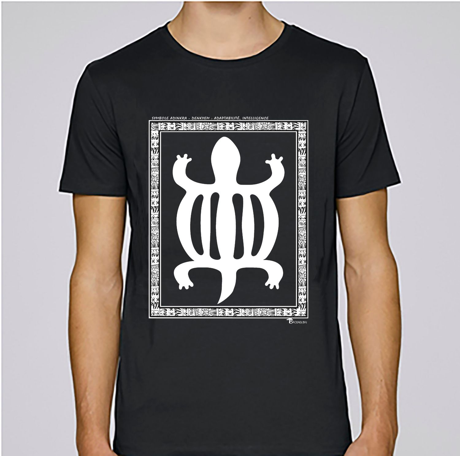 TEE SHIRT SYMBOLE ADINKRA   "DENKYEM"  ADAPTABILITÉ - INTELLIGENCE