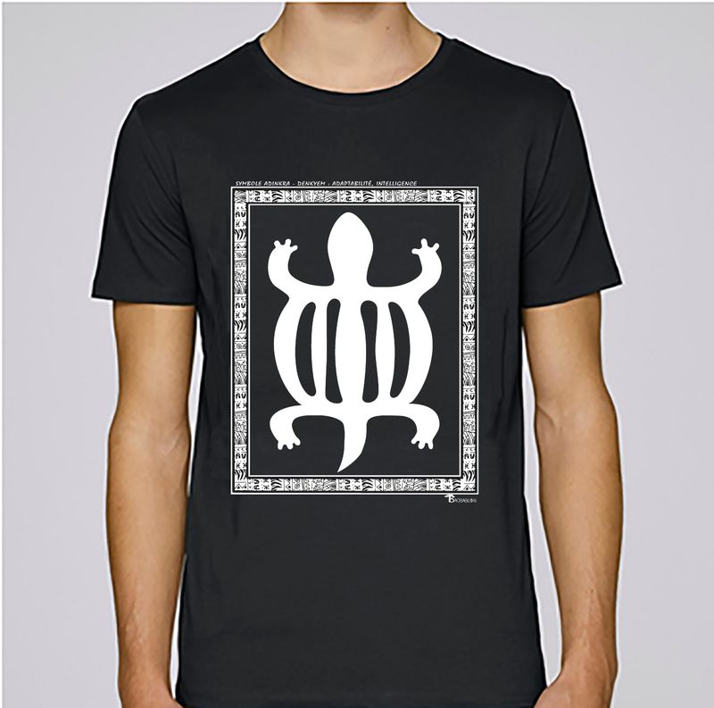 TEE SHIRT SYMBOLE ADINKRA   "DENKYEM"  ADAPTABILITÉ - INTELLIGENCE