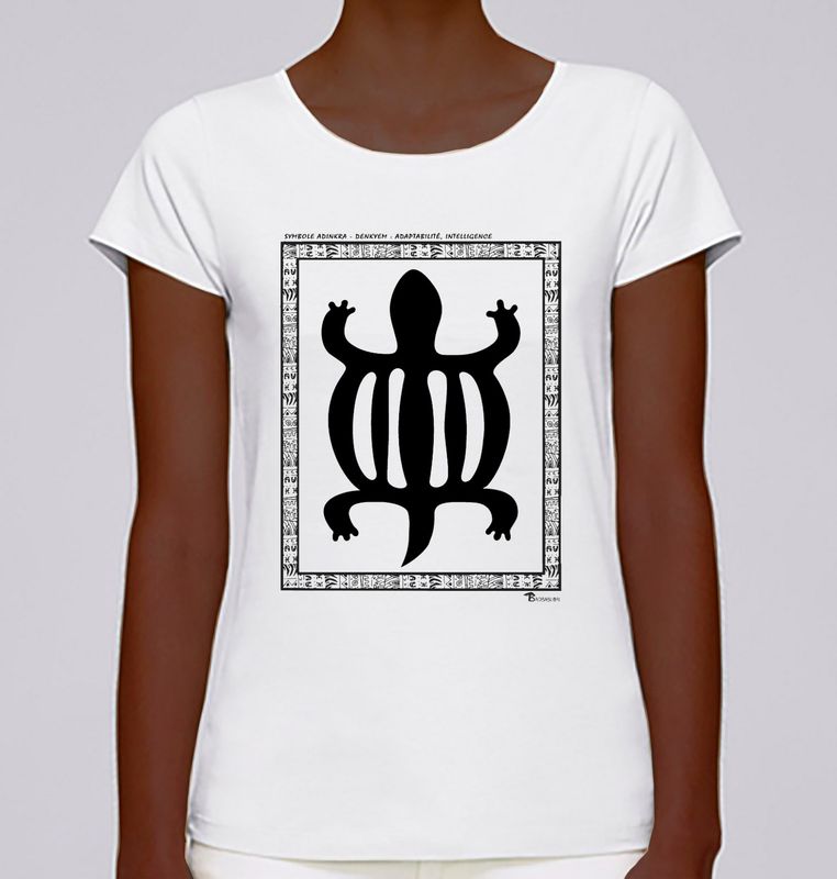 TEE SHIRT SYMBOLE ADINKRA   "DENKYEM"  ADAPTABILITÉ - INTELLIGENCE