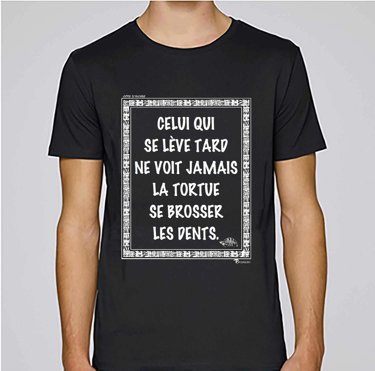 TEE SHIRT PROVERBE ET CITATION CÔTE D'IVOIRE TORTUE