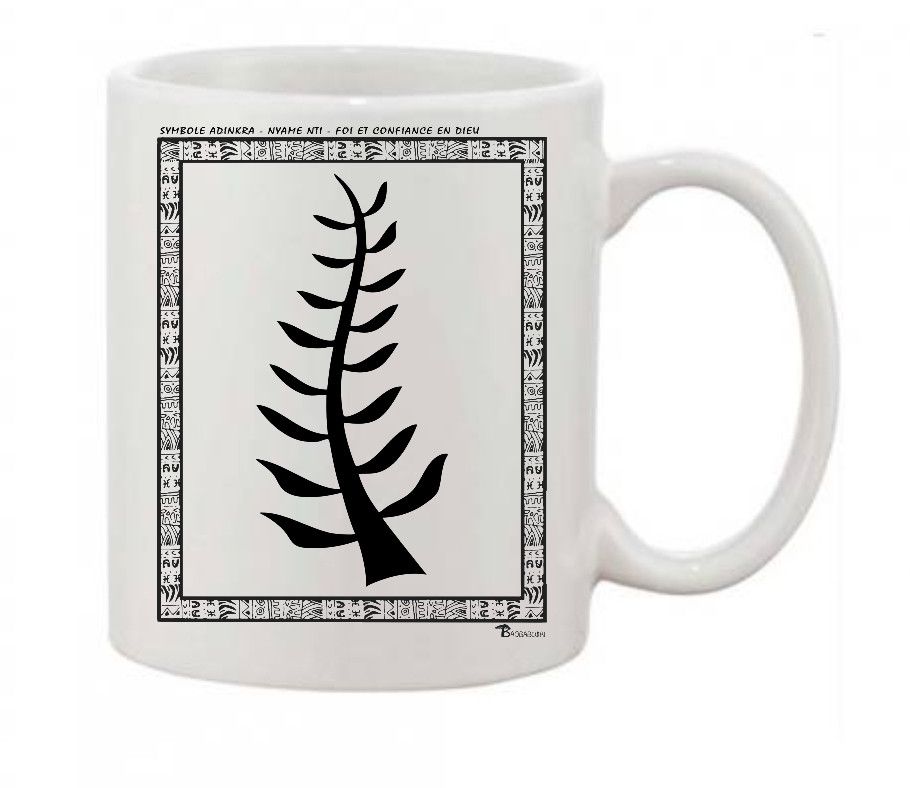 MUG SYMBOLE  ADINKRA  "NYAME NTI"  FOI ET CONFIANCE EN DIEU