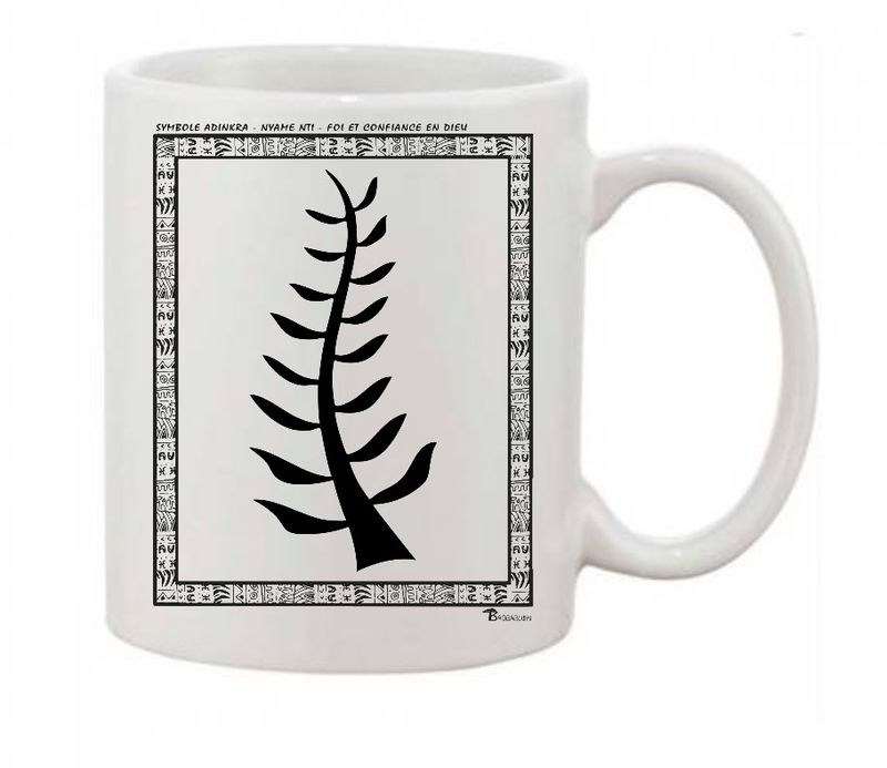 MUG SYMBOLE  ADINKRA  "NYAME NTI"  FOI ET CONFIANCE EN DIEU