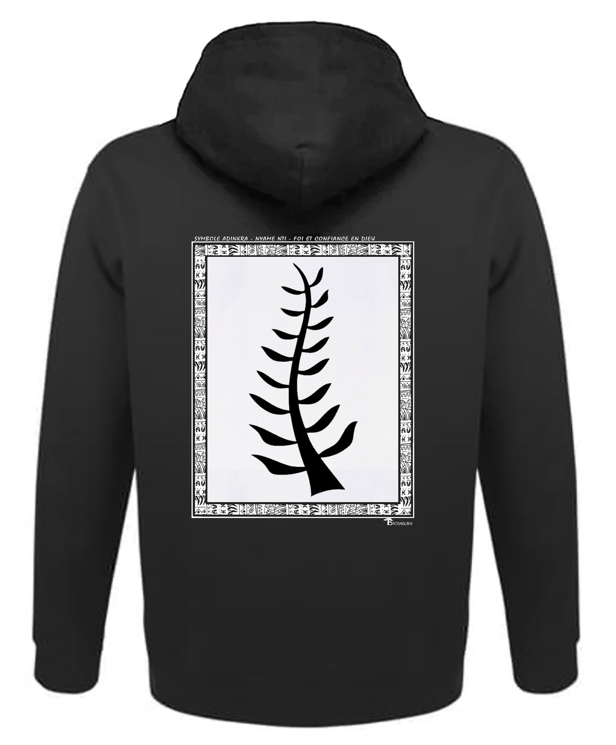 SWEAT A CAPUCHE SYMBOLE ADINKRA  "NYAME NTI"  FOI ET CONFIANCE EN DIEU