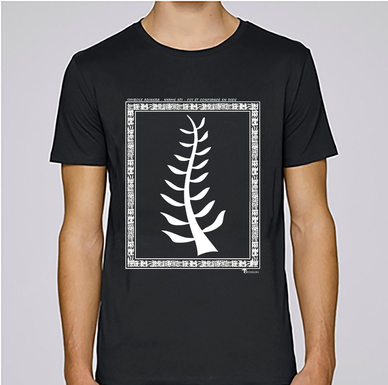 TEE SHIRT SYMBOLE ADINKRA   "NYAME NTI"  FOI ET CONFIANCE EN DIEU