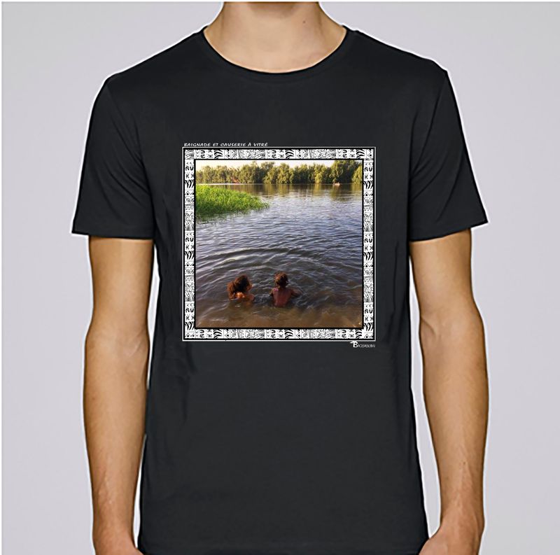TEE SHIRT FREESTYLE ART "CAUSERIE ET BAIGNADE A VITRÉ"