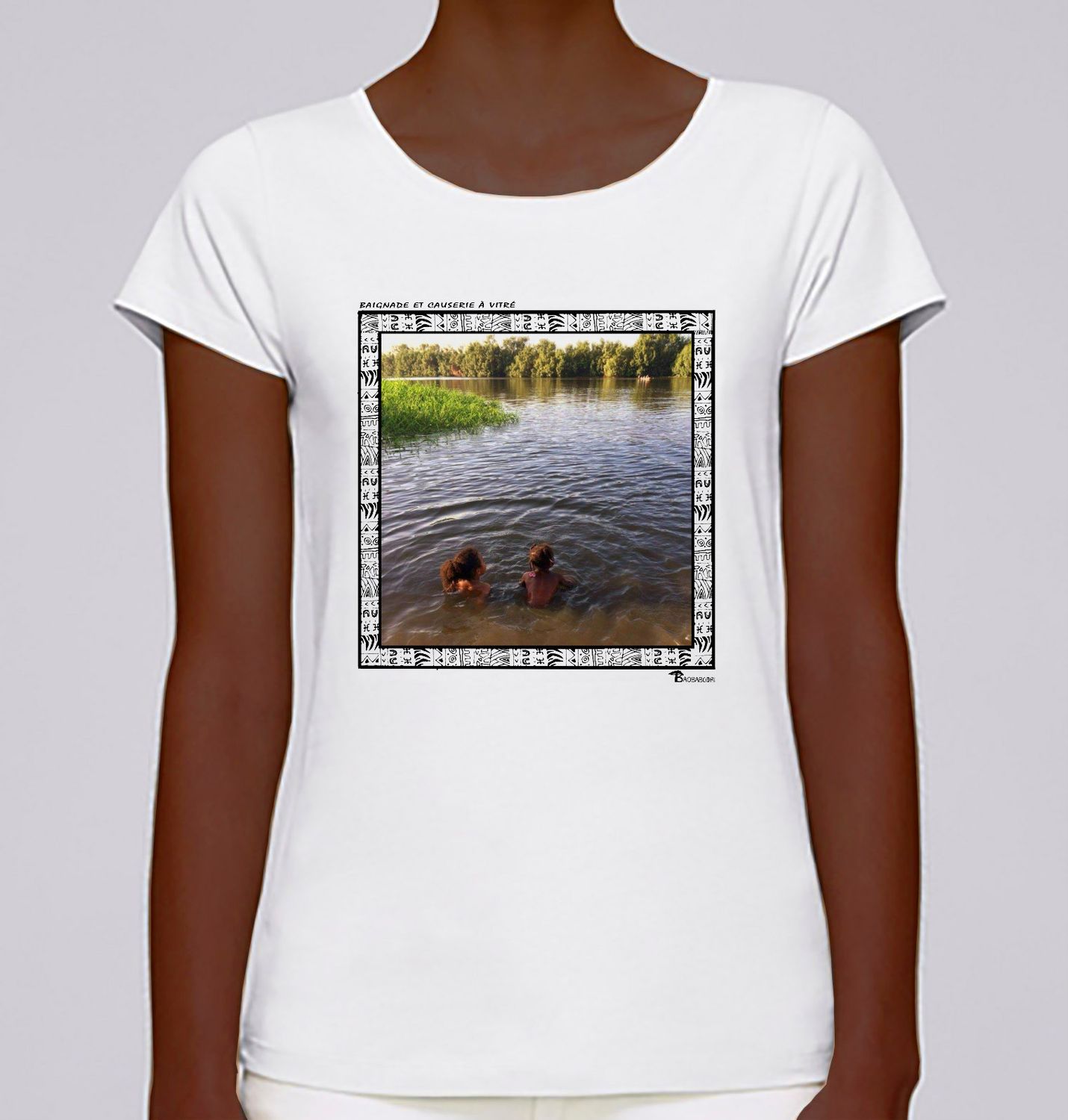 TEE SHIRT FREESTYLE ART "CAUSERIE ET BAIGNADE A VITRÉ"