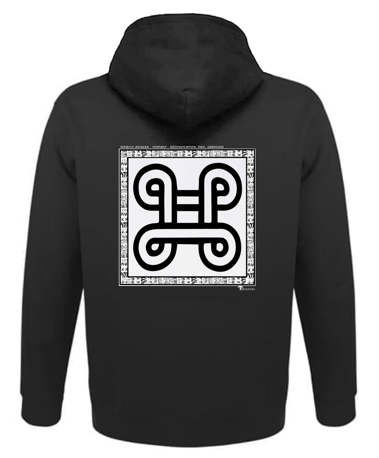 SWEAT A CAPUCHE SYMBOLE ADINKRA  "MPATAPO"  RÉCONCILIATION - PAIX - HARMONIE