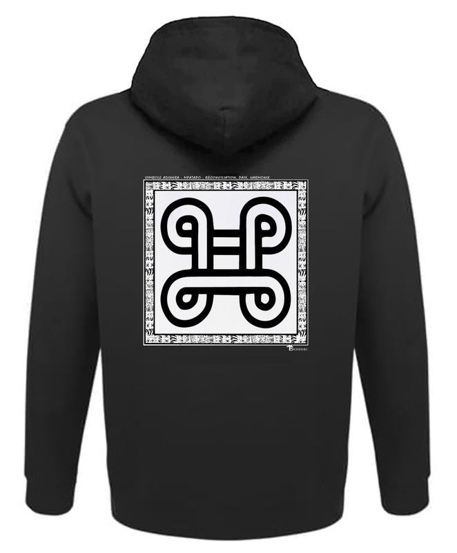 SWEAT A CAPUCHE SYMBOLE ADINKRA  "MPATAPO"  RÉCONCILIATION - PAIX - HARMONIE