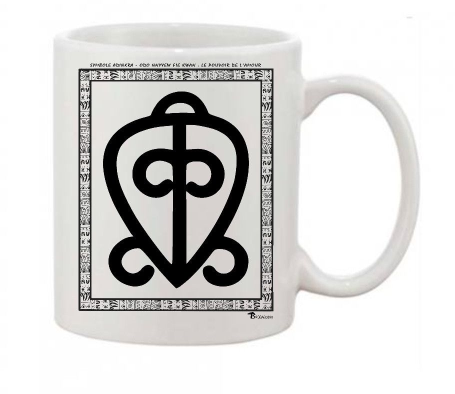 MUG SYMBOLE  ADINKRA  "ODO NNYEW FIE KWAN "  LA PUISSANCE DE L'AMOUR