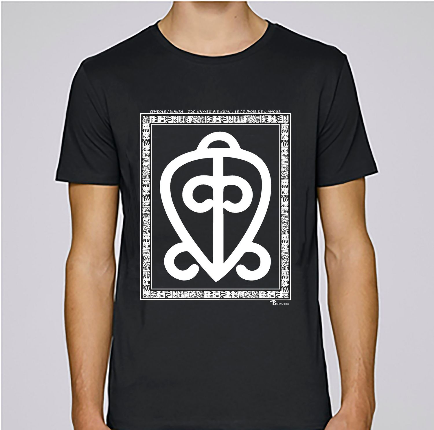 TEE SHIRT SYMBOLE ADINKRA  "ODO NNYEW FIE KWAN "  LA PUISSANCE DE L'AMOUR