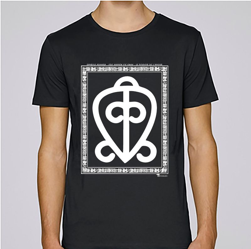 TEE SHIRT SYMBOLE ADINKRA  "ODO NNYEW FIE KWAN "  LA PUISSANCE DE L'AMOUR