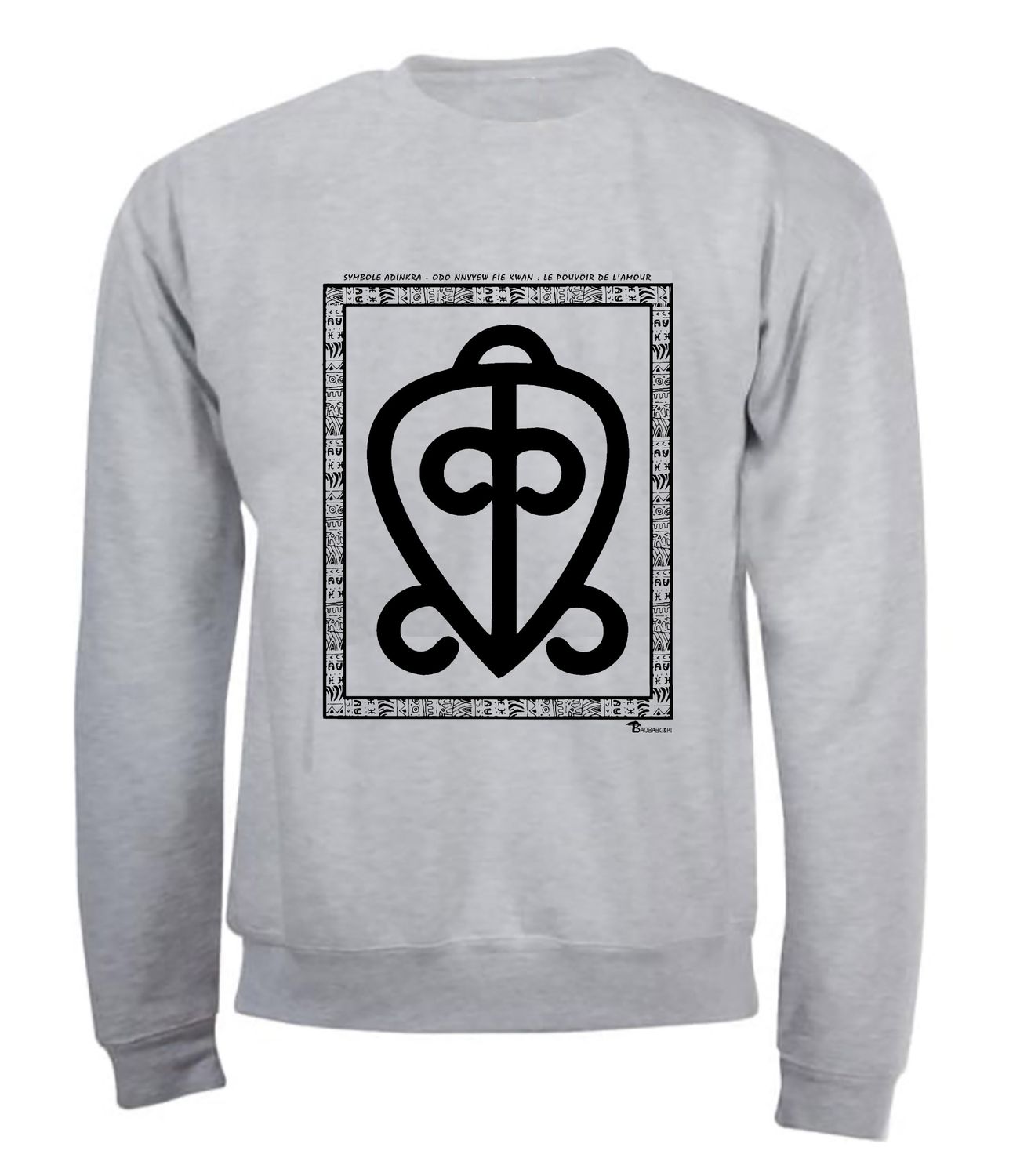 SWEAT SYMBOLE ADINKRA "ODO NNYEW FIE KWAN "  LA PUISSANCE DE L'AMOUR