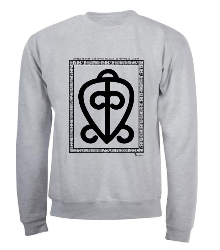 SWEAT SYMBOLE ADINKRA "ODO NNYEW FIE KWAN "  LA PUISSANCE DE L'AMOUR