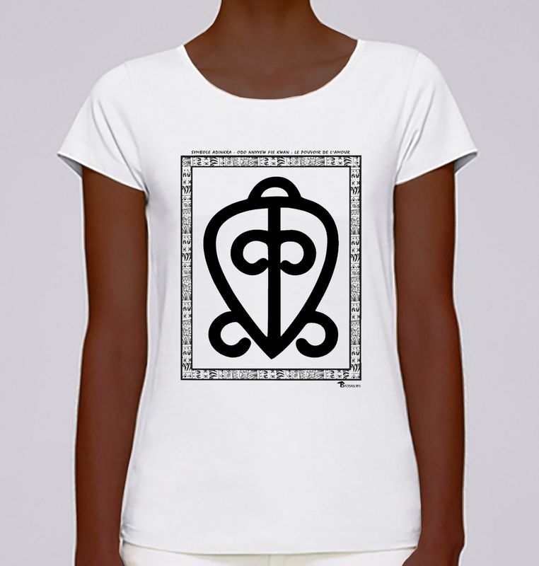 TEE SHIRT SYMBOLE ADINKRA   "ODO NNYEW FIE KWAN "  LA PUISSANCE DE L'AMOUR