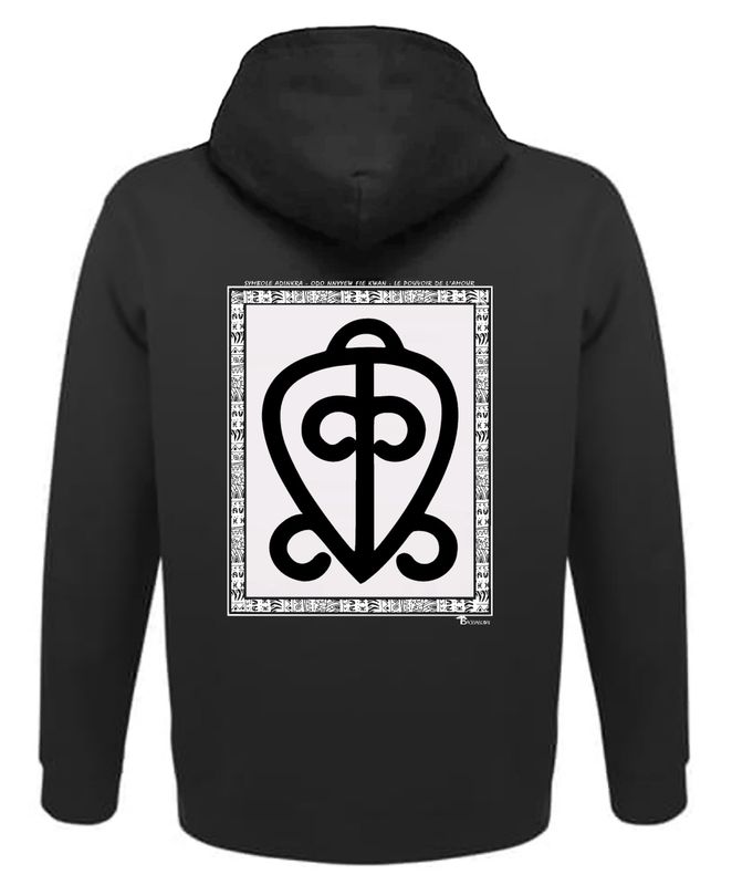 SWEAT A CAPUCHE SYMBOLE ADINKRA  "ODO NNYEW FIE KWAN "  LA PUISSANCE DE L'AMOUR