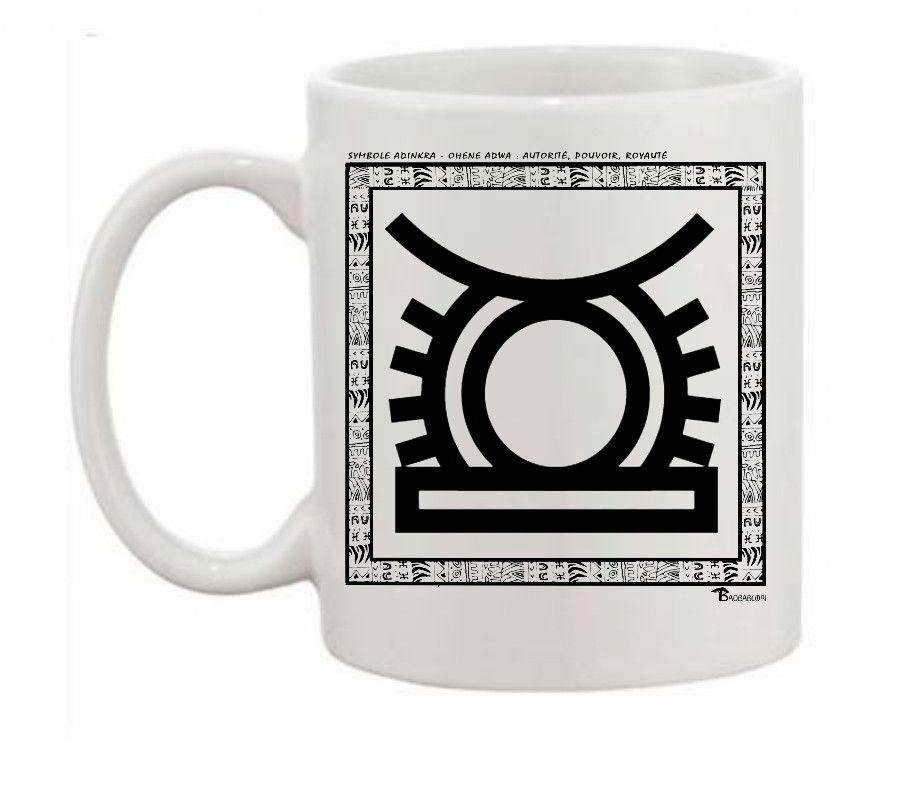 MUG SYMBOLE  ADINKRA  "OHENE ADWA "  AUTORITÉ - POUVOIR - ROYAUTÉ