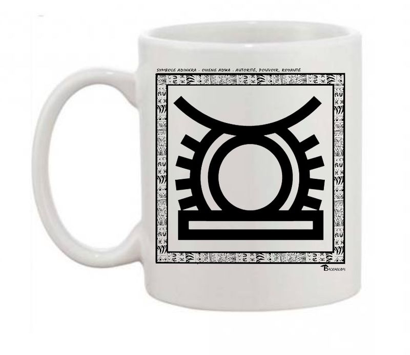 MUG SYMBOLE  ADINKRA  "OHENE ADWA "  AUTORITÉ - POUVOIR - ROYAUTÉ