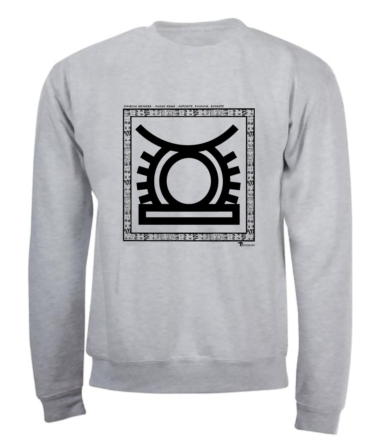 SWEAT SYMBOLE ADINKRA "OHENE ADWA "  AUTORITÉ - POUVOIR - ROYAUTÉ