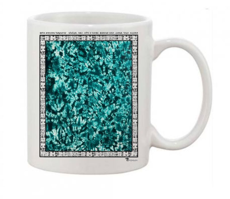 MUG TEXTILE BATIK AFRICAIN TURQUOISE